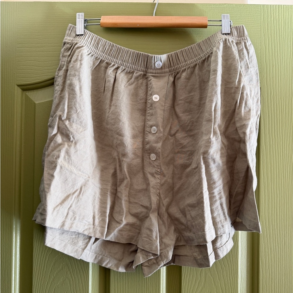 Sage Green Linen Blend Shorts